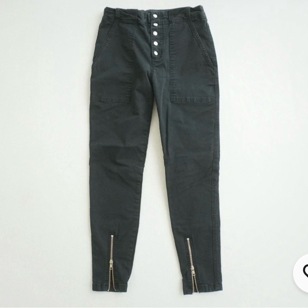 A.L.C. Womens Ezra Button Fly Black High Rise Skinny Zipper Ankle Pants Size 2